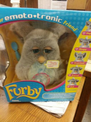 Rare Vtg Tiger Furby " Your Emoto - Tronic Friend " Interactive Toy Gray Blue