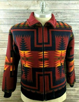 Vtg Pendleton Western Wear Mens Jacket Aztec Native Indian Medium