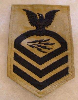 Very Hard To Find Wwii Usn Cpo Radioman Rate On Tan Twill " Leona " Marker Mark