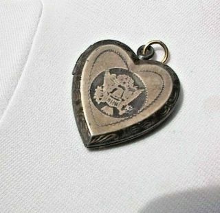 Rare Antique Wwii Sterling Silver Sweetheart Locket Military Hinged Pendant