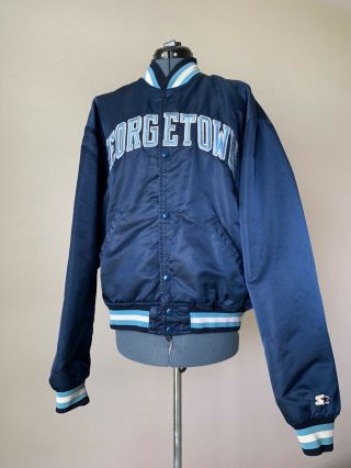 Vintage 90s Georgetown Hoyas Satin Starter Jacket Navy/white Mens Size X - Large