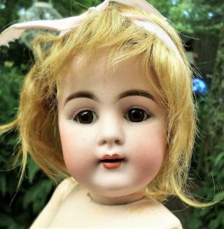 Antique German Bisque Head Doll Kestner 160 Adorable Face Brown Eyes 16 " Tall