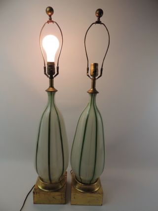 Frederick Cooper Hand - blown Vintage Glass Table Lamps - Set of 2 2