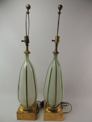 Frederick Cooper Hand - blown Vintage Glass Table Lamps - Set of 2 5