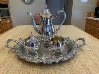 Oneida Silver Plated 4 Piece Coffee/tea Set With Serving Tray