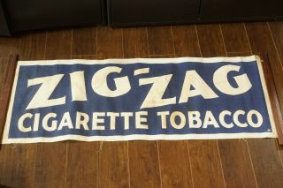 Rare Vintage Zig Zag Cigarette Tobacco Canvas Advertising Sign Banner 18 X 47 "