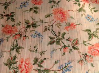 Vintage Fabric,  Cotton Dimity,  Open Weave,  Flowers,  Roses,  44 " X 4 Yards