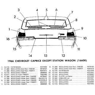 k] NOS 1966 Chevy Impala Caprice Rear Compartment Trunk Lid Mldg RARE GM 4227026 7