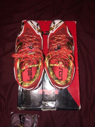 Nike Lebron 11 XI Premium 2k14 Size 7.  5 Lebron James 23 MVP Rare Red Gold 9