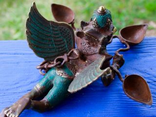 Vintage Bronze Garuda Eagle Flying candelabra lost wax cast Bali Hindu Art 10