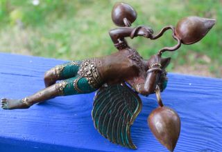 Vintage Bronze Garuda Eagle Flying candelabra lost wax cast Bali Hindu Art 11