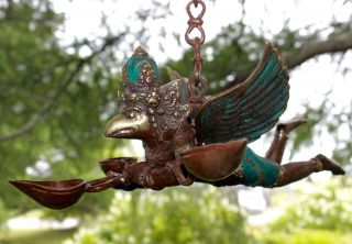 Vintage Bronze Garuda Eagle Flying candelabra lost wax cast Bali Hindu Art 3