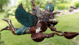 Vintage Bronze Garuda Eagle Flying candelabra lost wax cast Bali Hindu Art 6
