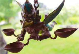 Vintage Bronze Garuda Eagle Flying candelabra lost wax cast Bali Hindu Art 7