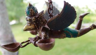 Vintage Bronze Garuda Eagle Flying candelabra lost wax cast Bali Hindu Art 8