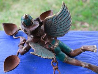 Vintage Bronze Garuda Eagle Flying candelabra lost wax cast Bali Hindu Art 9