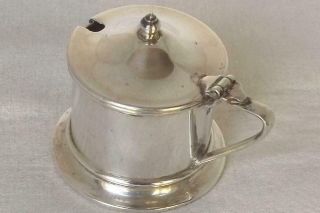 A Solid Sterling Silver Mustard Pot With Glass Liner London 1930.