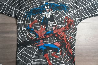 Carnage Venom Spider - Man All Over 1993 Shirt Vtg Marvel First Print Error Tag Xl