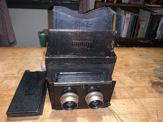 Rare Goltz & Breutmann Mentor Stereo Reflex Camera Engraved 110 Mm Zeiss Lenses