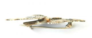 Fine Silver Designer FALCON BROOCH Crystal - encrusted w/ Ruby Eye Vintage Jewelry 3
