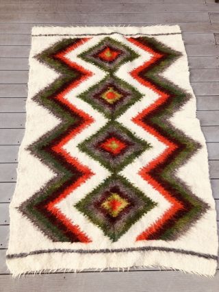 Vintage 1940s Navajo Native American Wool Rug Blanket 78 x 52 2
