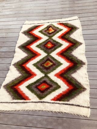Vintage 1940s Navajo Native American Wool Rug Blanket 78 x 52 3