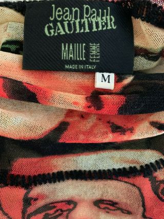 Jean Paul Gaultier Maille Femme Vintage Iconic Faces Print Mesh Top Size M 6