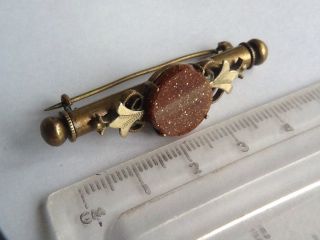 Antique Victorian Goldstone Nanny Brooch / Sewing Etui