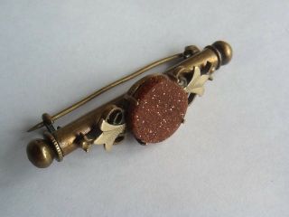 Antique Victorian Goldstone Nanny Brooch / Sewing Etui 5