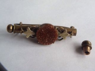 Antique Victorian Goldstone Nanny Brooch / Sewing Etui 6