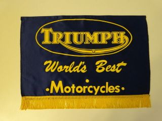 Vintage 1960s Triumph World Best Motorcycle Bike Shop Advertisement Satin Banner