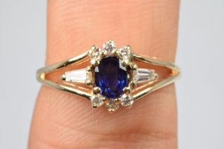 Vintage Estate 14k Natural Not Enhanced 1.  0 Ct Sapphire Diamond Halo Gold Ring