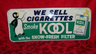 Vintage Kool Cigarette Tin Metal Store Advertising Display Sign