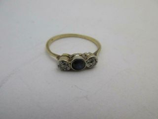18ct Gold Sapphire & Diamond Ring Vintage Art Deco C1920.  Size O 7.  5 Usa K209