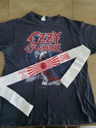 Rare Vtg Ozzy Osbourne Jake E Lee 1982 Concert Tour Shirt/headband Combo Xl