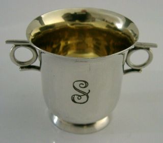 Quality Sterling Silver Whisky Tot Cup 1919 Antique Art Deco Arts & Crafts