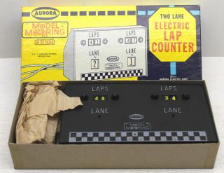 Vintage 1964 Aurora Model Motoring HO Two Lane Electric Lap Counter,  Box Made USA 2