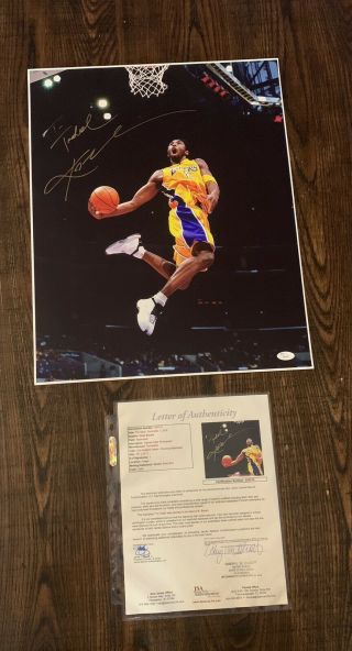 Personalized Kobe Bryant Signed 16x20 Photo Jsa Letter Rare Los Angeles Lakers
