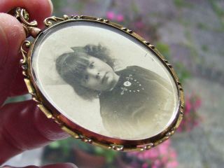 Stunning Large Antique Victorian Solid 9ct Gold Double Photo Locket Pendant 13G 2