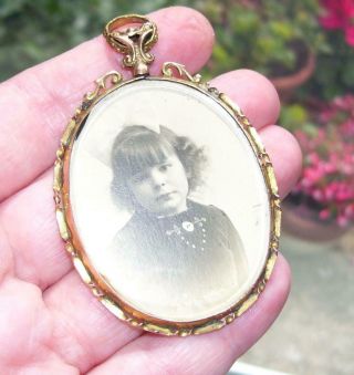 Stunning Large Antique Victorian Solid 9ct Gold Double Photo Locket Pendant 13G 3