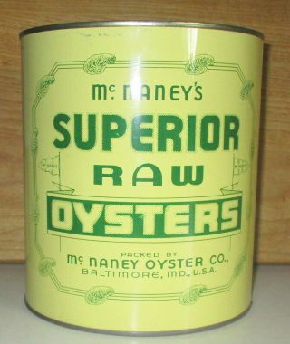 Vintage Superior Brand Oyster Gallon Tin Can - Packer Md 14