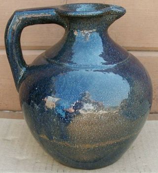 Rare Vintage 1920s - 40s La Luz Mexico Pottery Blue Glazed Jug Pitcher