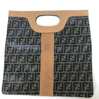 Fendi Ff Monogram Vintage Tote Clutch Purse Fold Over Brown Tan Handbag Zucca