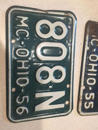 Vintage 1956 Ohio Motorcycle License Plate Tag 808n