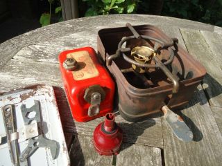 Vintage made in Germany Enders Benzin - Baby no.  9063 Gasoline stove in tin carrier 5