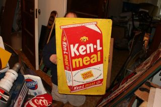 Vintage 1959 Ken - L Meal Dog Food Farm Feed Gas Oil 30 " Embossed Metal Sign