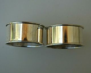 Classic Pair (2) Reed & Barton Sterling Silver Round Napkin Rings No Mono