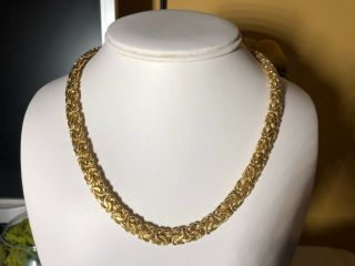 Vintage Gold Tone 925 Sterling Silver Byzantine Link Chain.  Milor/italy 17 "
