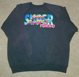 Street Fighter 2 Turbo Sweatshirt Xl Ryu Capcom Rare Vintage 90s Usa Made