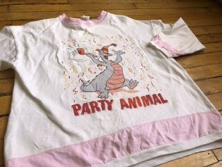 Vintage 1980s Figment Walt Disney Epcot Center Long Sleeve Party Animal Sz M Usa